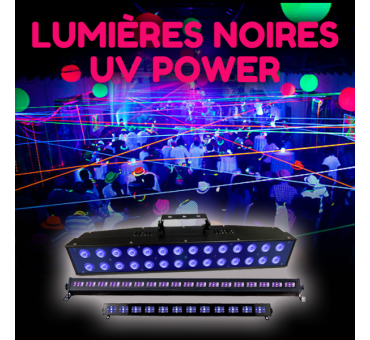 Lumière noire LED UV Power : 12 à 24 LEDs de 3 Watts