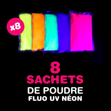 8 sachets de Poudre FLUO UV NEON