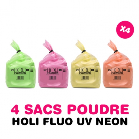 4 sacs de 2kg de Poudre Holi FLUO UV