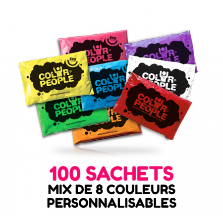 100 sachets de POUDRE HOLI COLOR PEOPLE