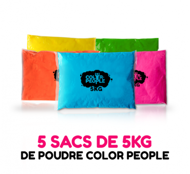 5 seaux de 5kg de Poudre Holi COLOR PEOPLE