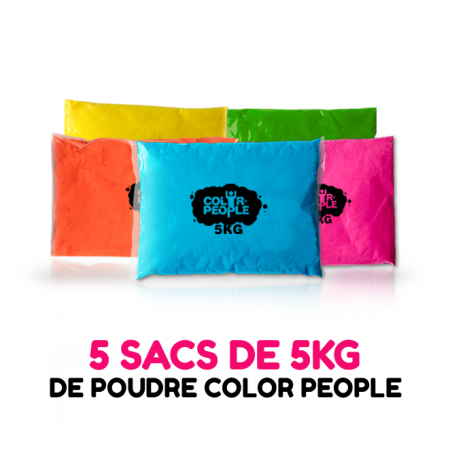 5 seaux de 5kg de Poudre Holi COLOR PEOPLE