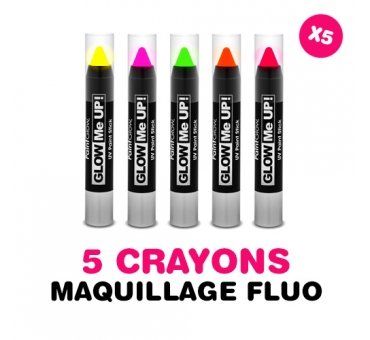 Lot de 5 crayons FLUO ou PHOSPHO, 10 couleurs à choisir