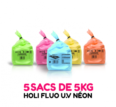 5 sacs de 5kg de Poudre Holi FLUO UV