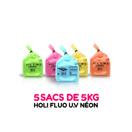 4 sacs de 2kg de Poudre Holi FLUO UV