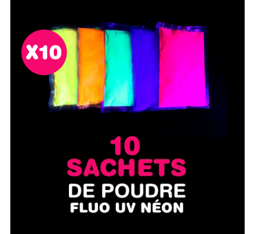 10 sachets de Poudre FLUO UV NEON
