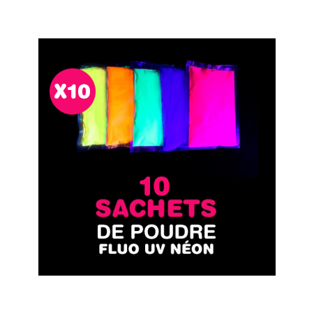 10 sachets de Poudre FLUO UV NEON