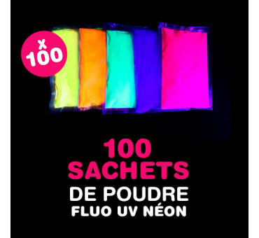 100 sachets de Poudre FLUO UV NEON