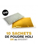 10 sachets de poudre Holi OR ou ARGENT